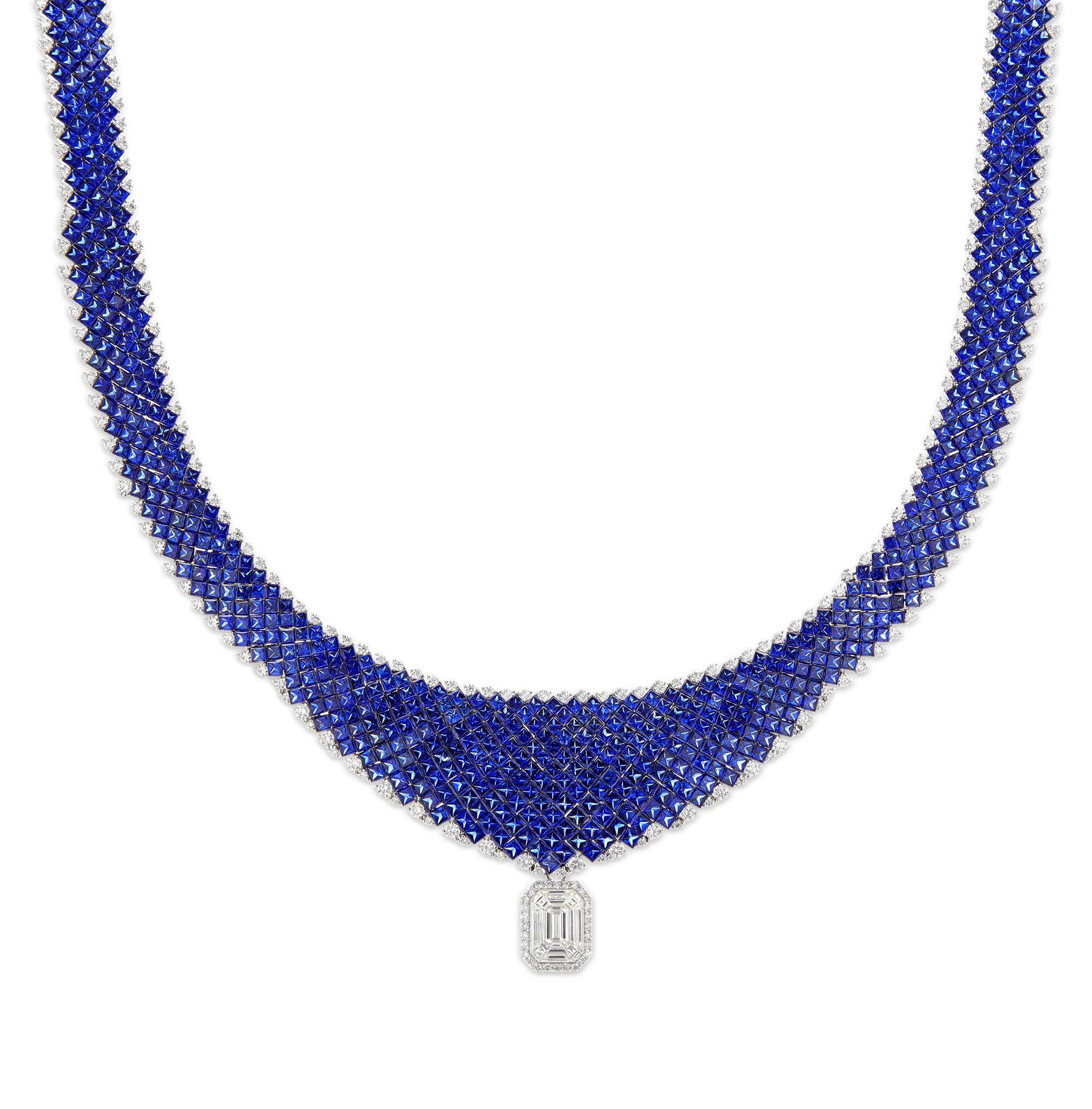 Invisible Set Sapphire Necklace, 100.00 Carats