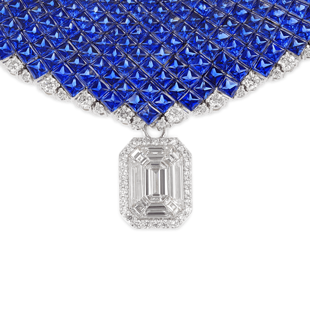 Invisible Set Sapphire Necklace, 100.00 Carats