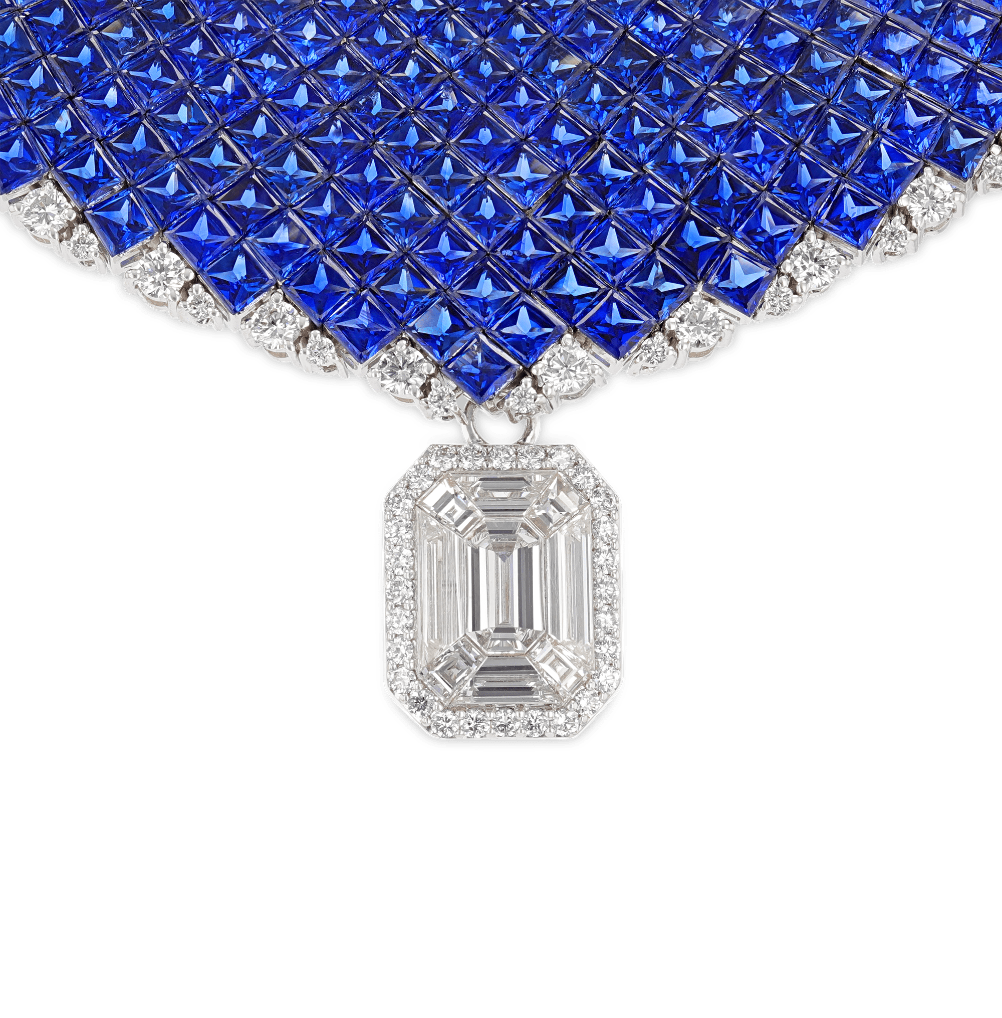 Invisible Set Sapphire Necklace, 100.00 Carats