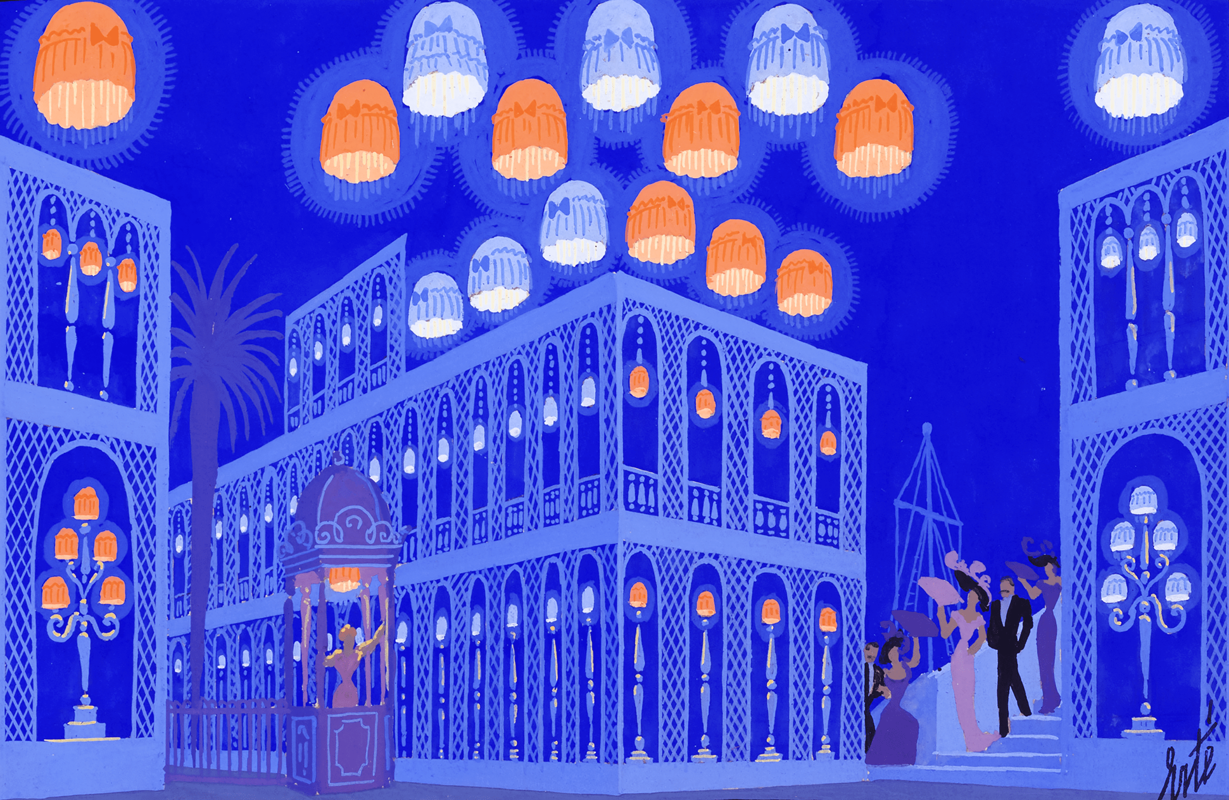 Décor Final, Les Mamelles de Tirésias by  Erté