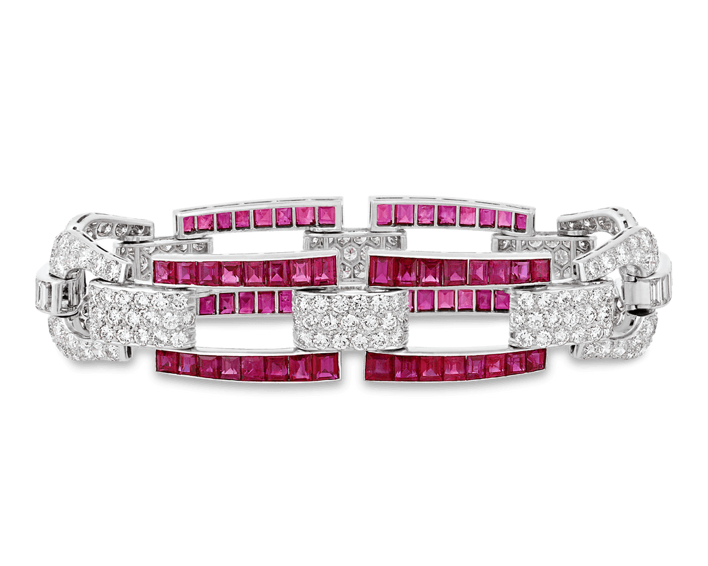 Art Deco Burma Ruby Bracelet, 18.00 Carats