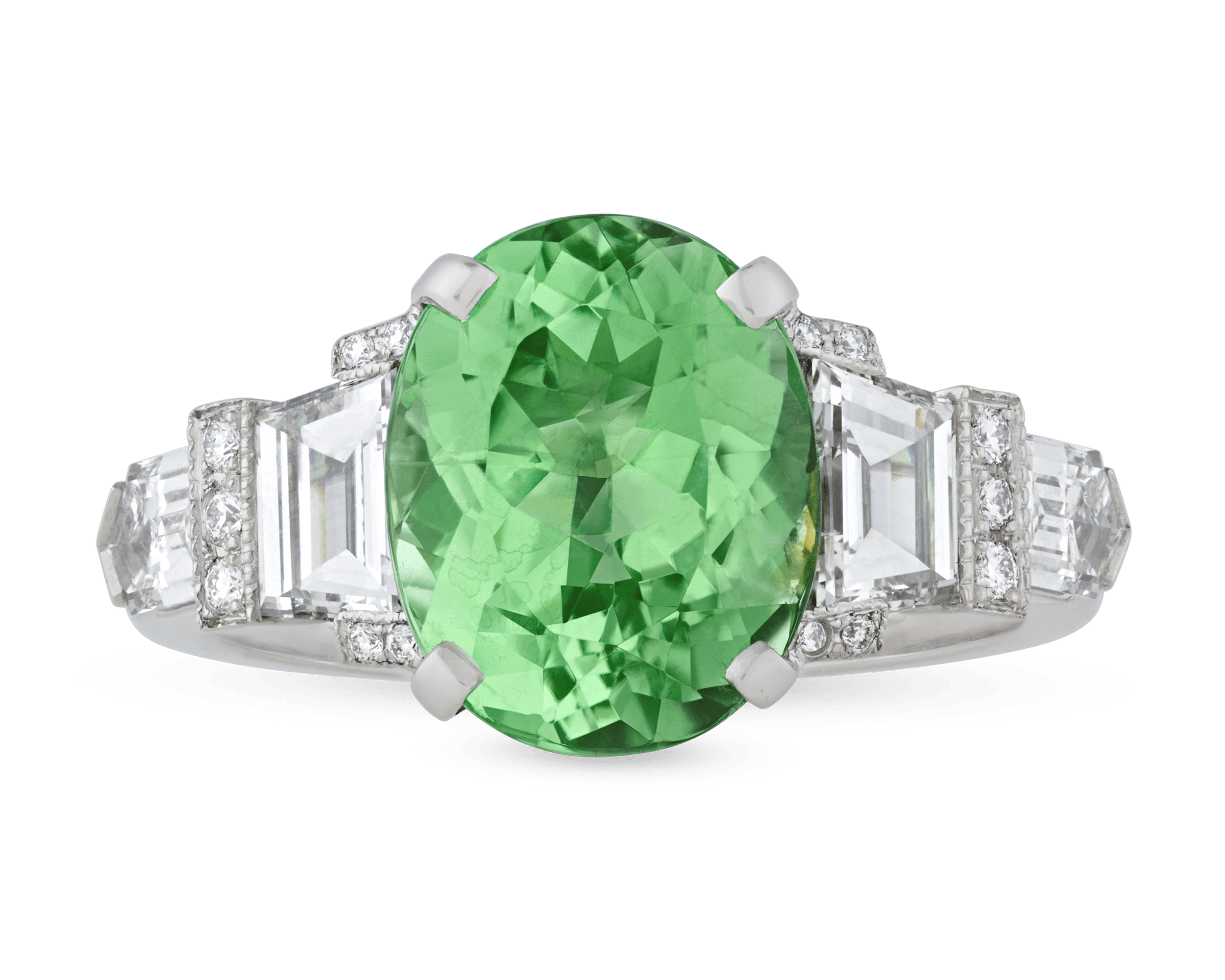 Raymond Yard Unheated Green Paraiba Ring, 3.65 Carats