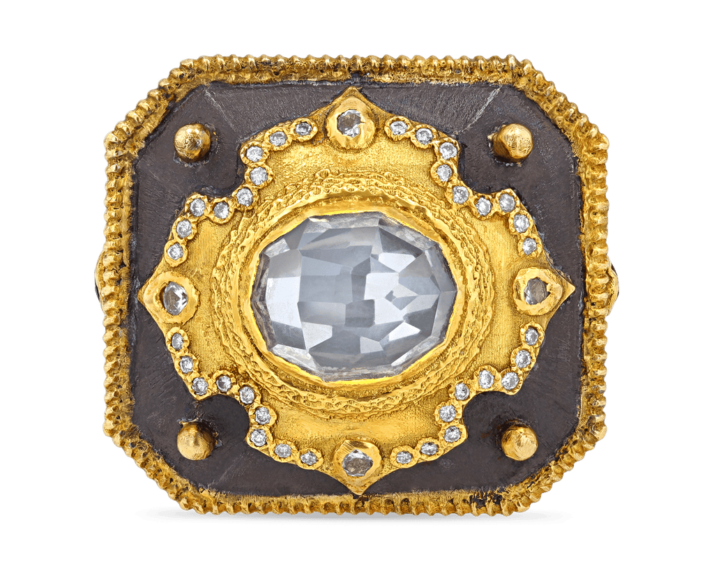 Quartz Briolette Diamond Ring