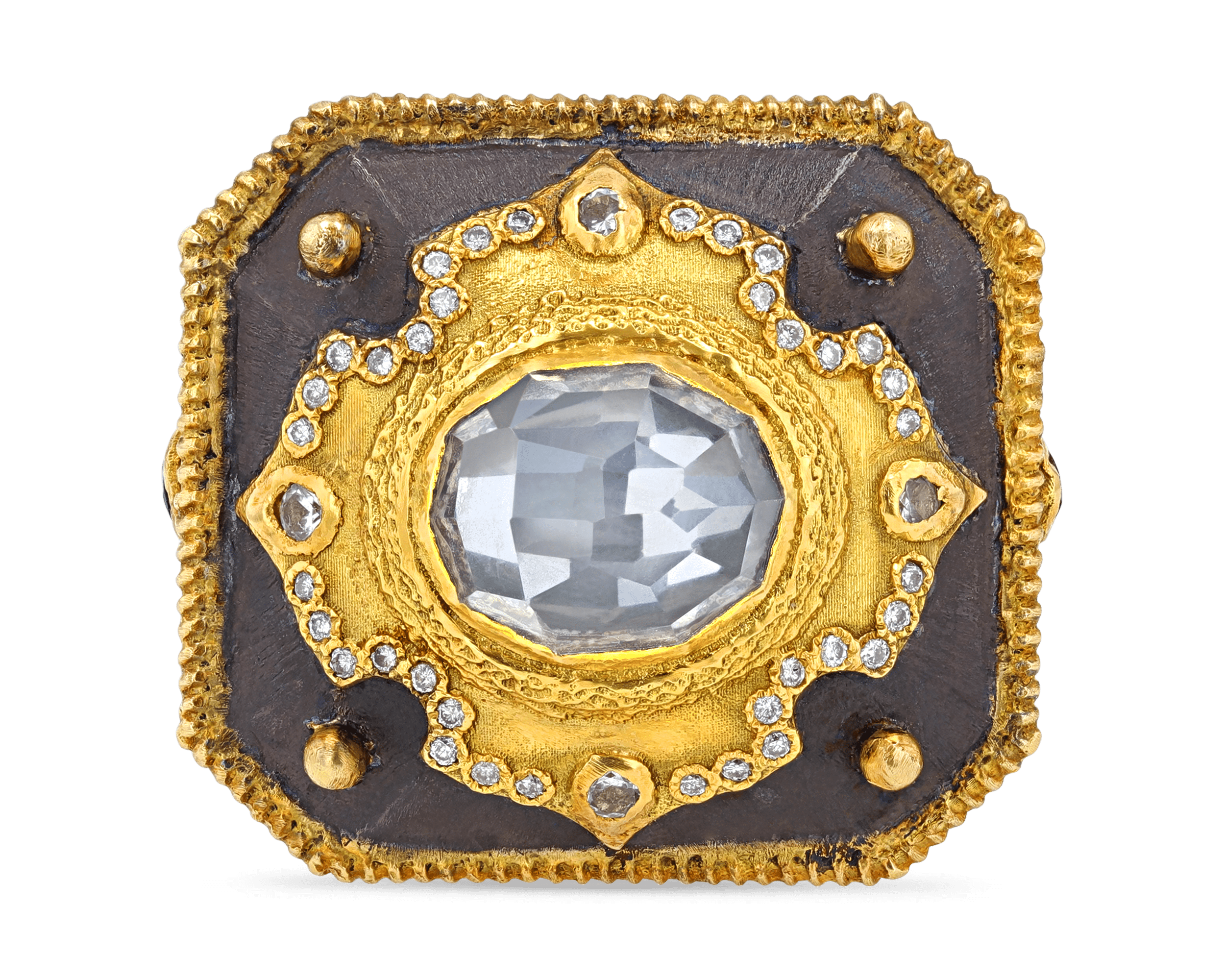 Quartz Briolette Diamond Ring