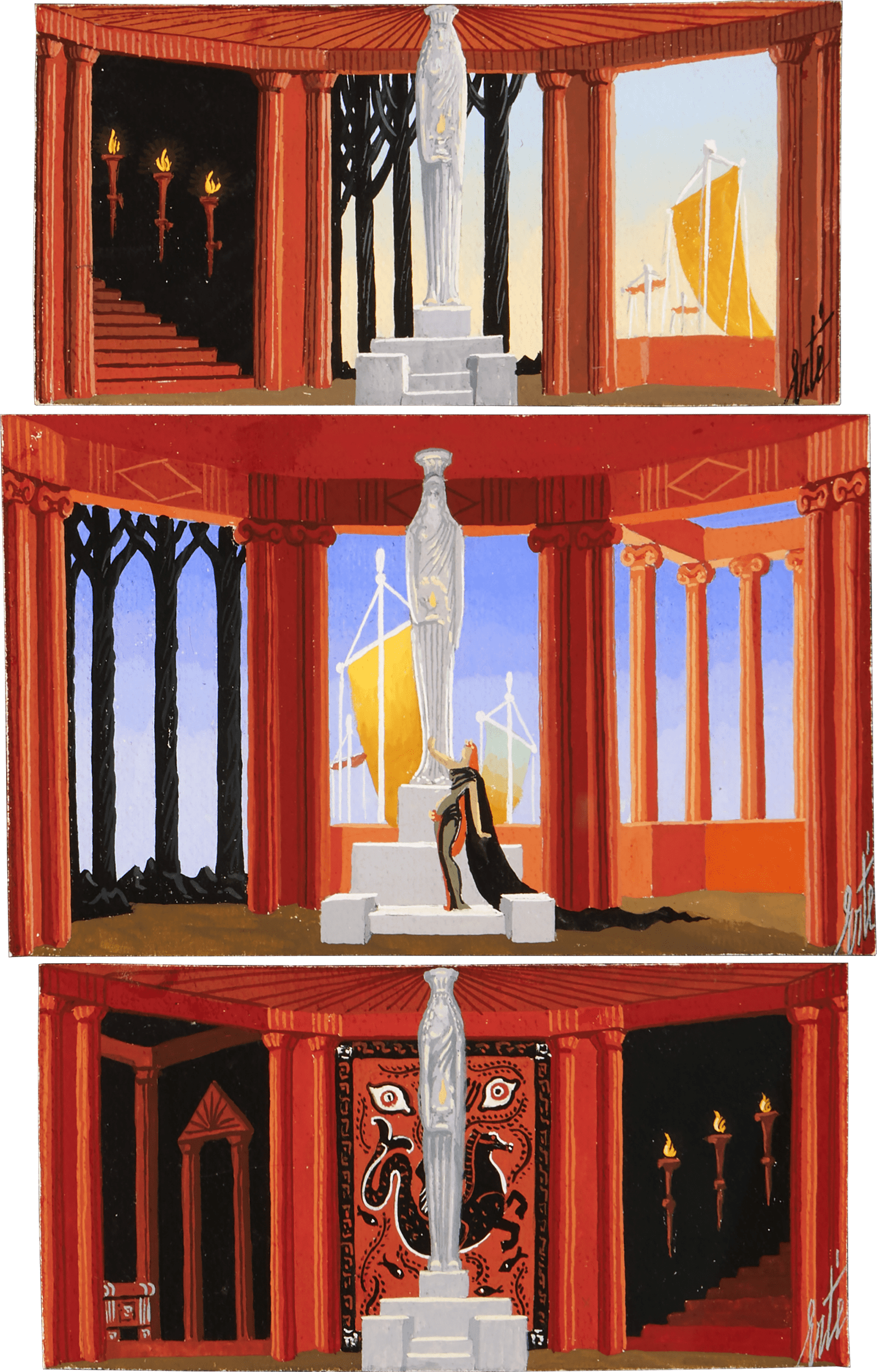 Décors, Phèdre, Ensemble of Three by Erté