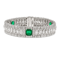 Art Deco Untreated Colombian Emerald and Diamond Bracelet