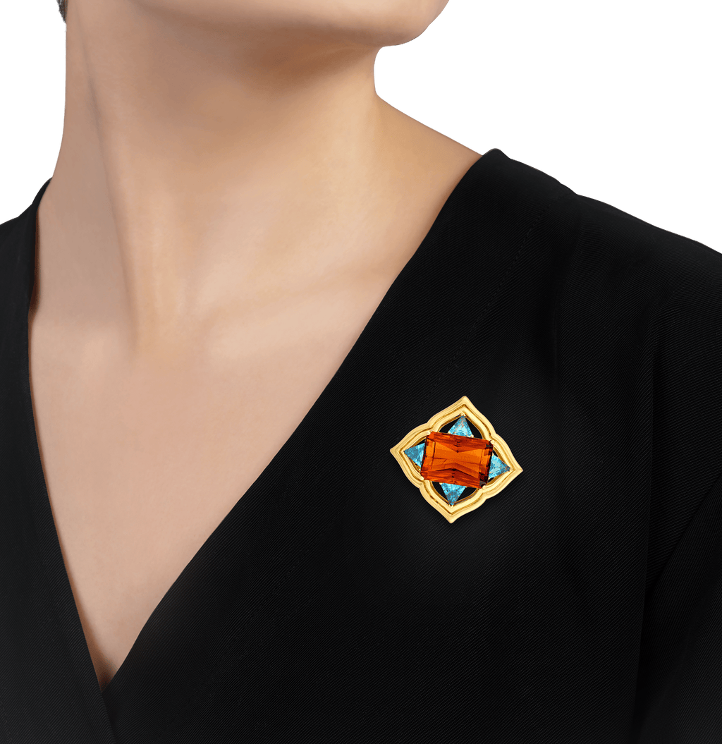 Ron McNamer Citrine and Topaz Brooch