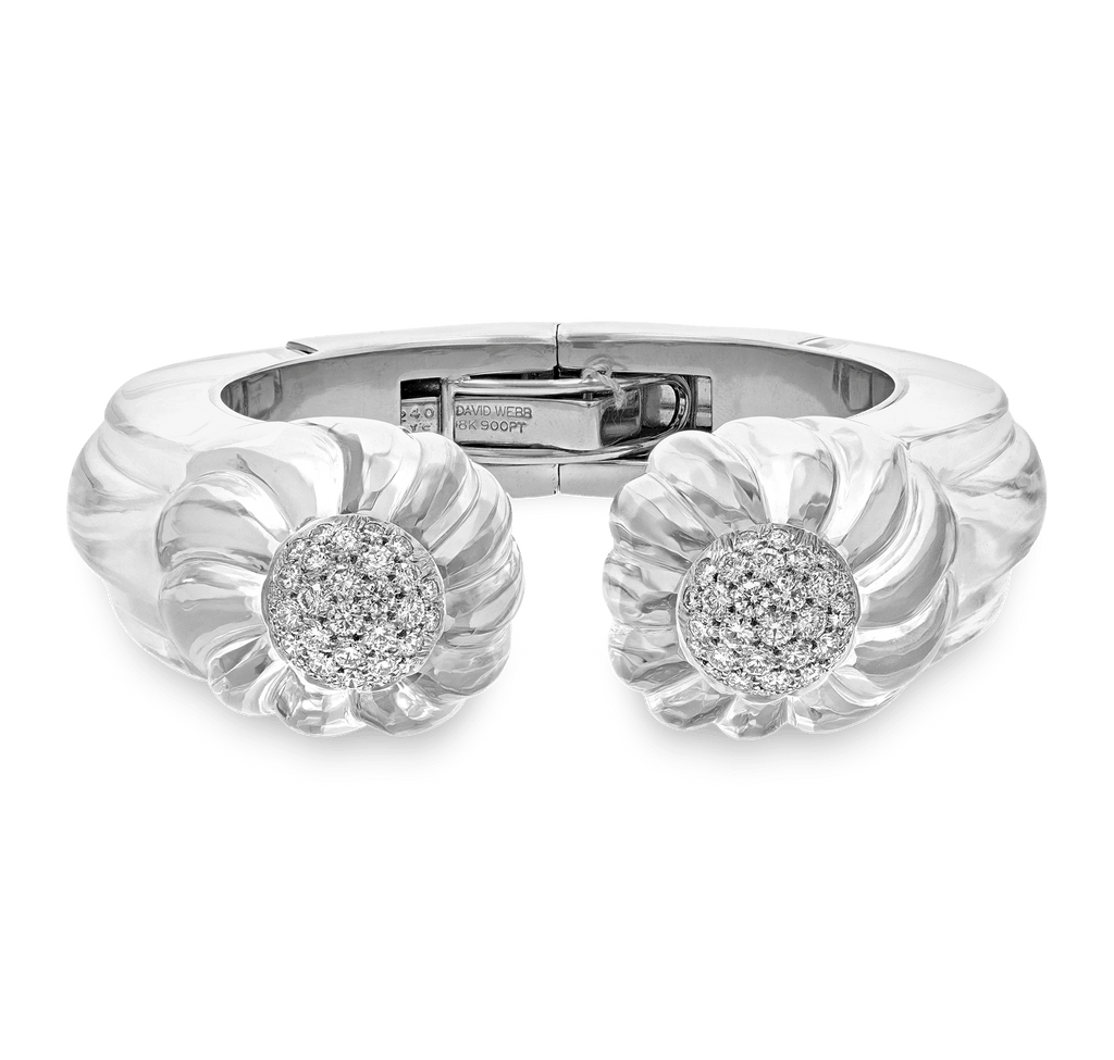 David Webb Carved Rock Crystal and Diamond Bracelet