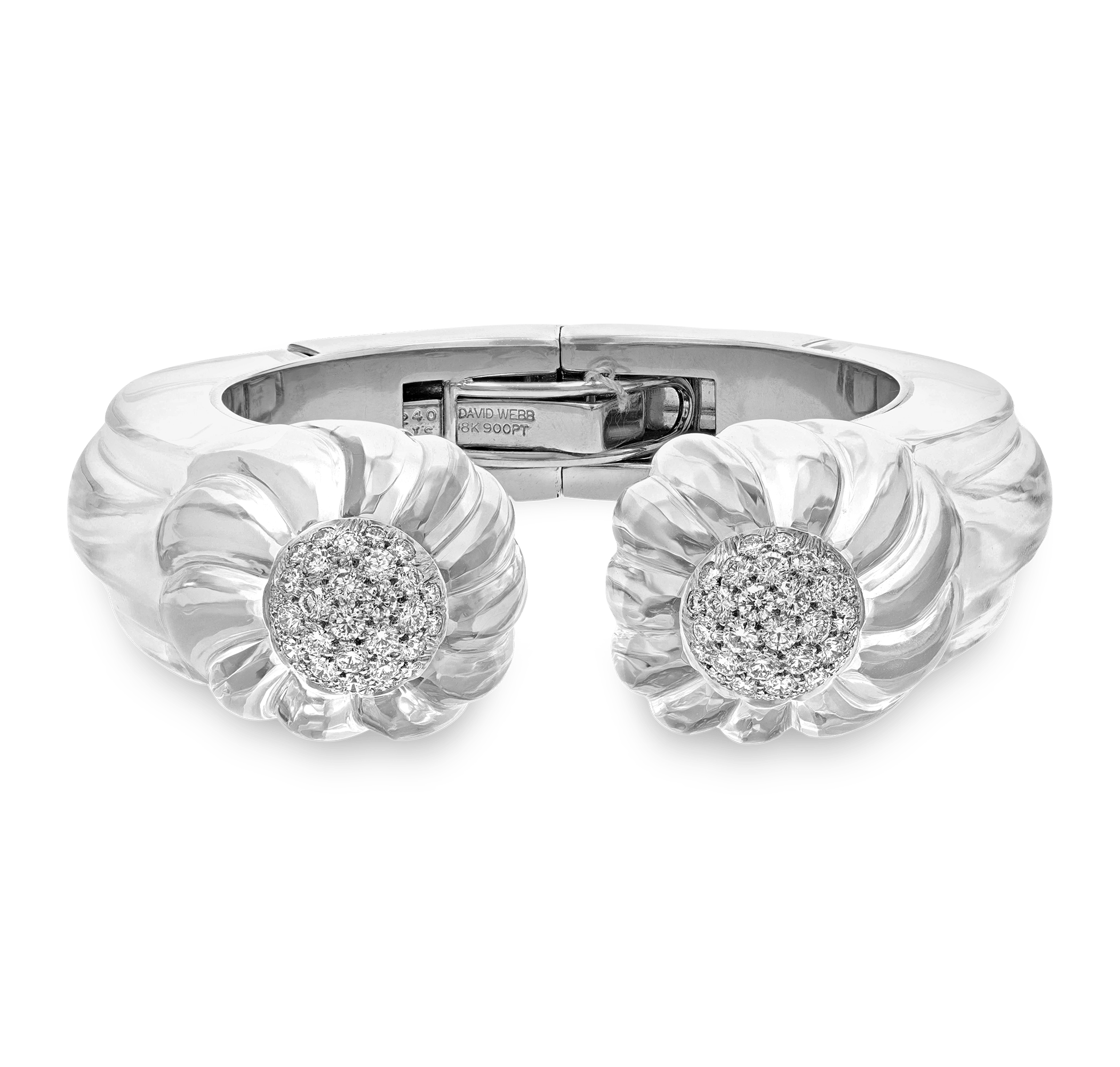 David Webb Carved Rock Crystal and Diamond Bracelet
