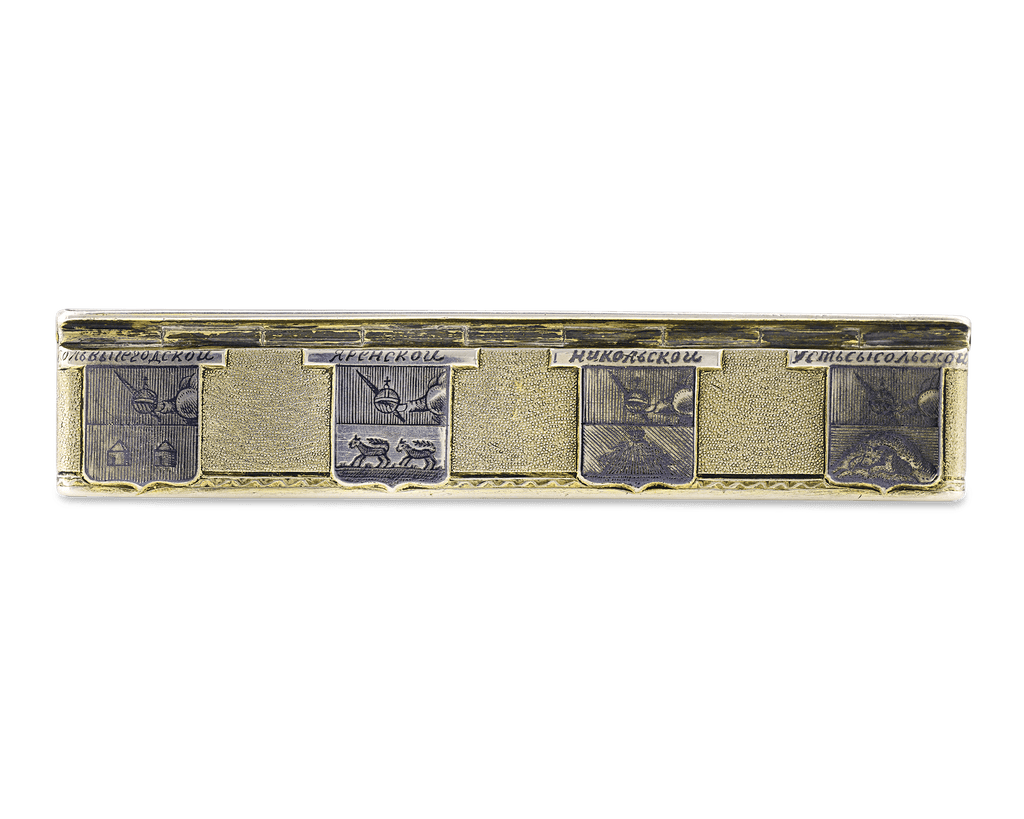 Russian Silver, Gold and Niello Topographical Snuff Box