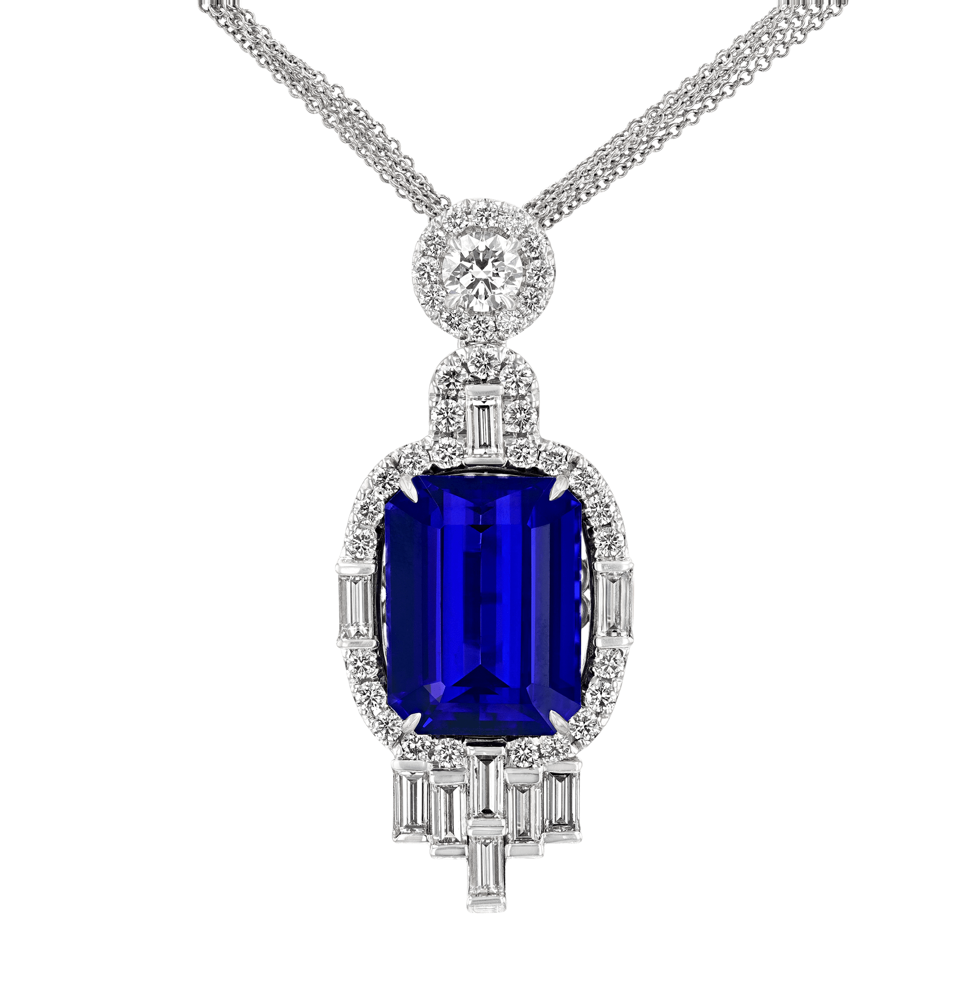 Tanzanite Pendant Necklace, 25.74 Carats
