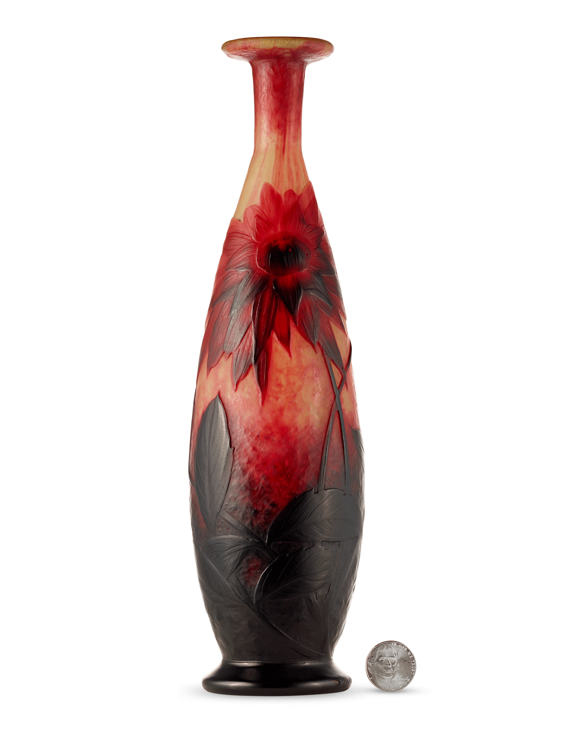 Wheel Carved Cameo Glass Vase by Daum Nancy