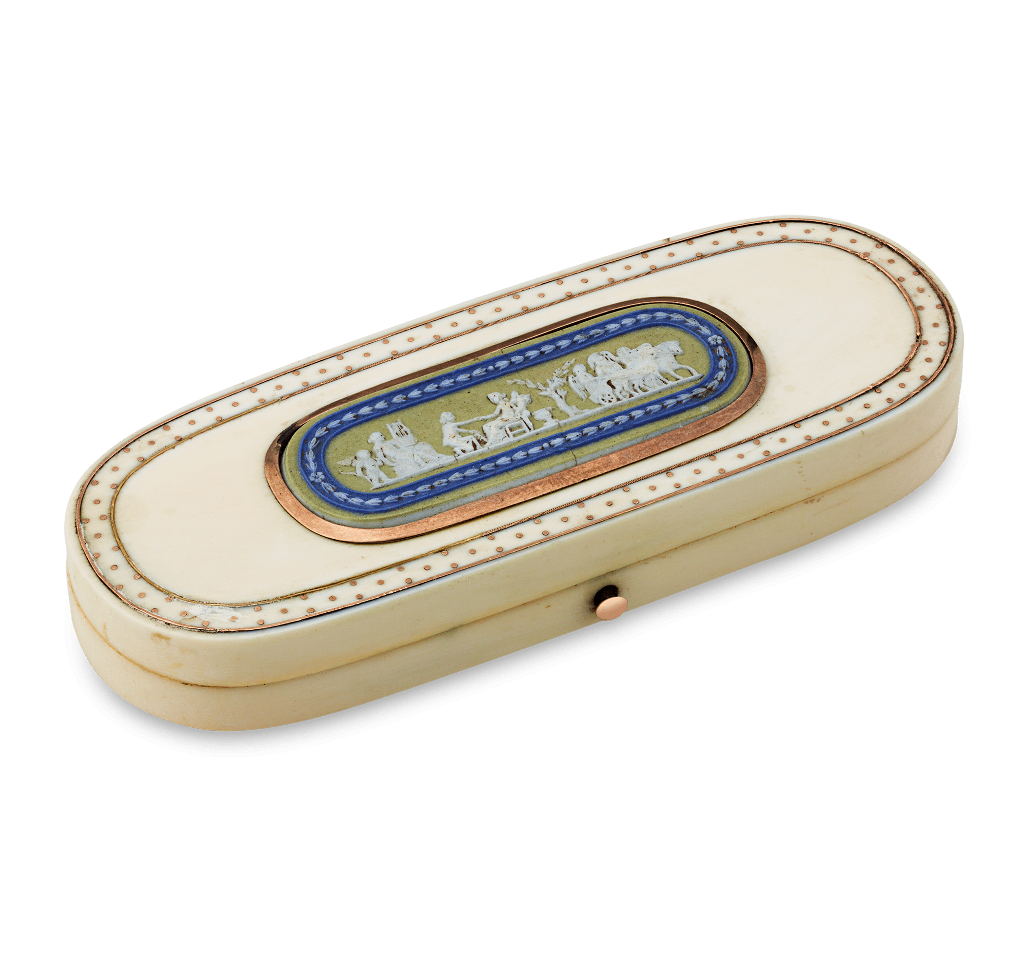 Bone Needle Box with Wedgwood Placard