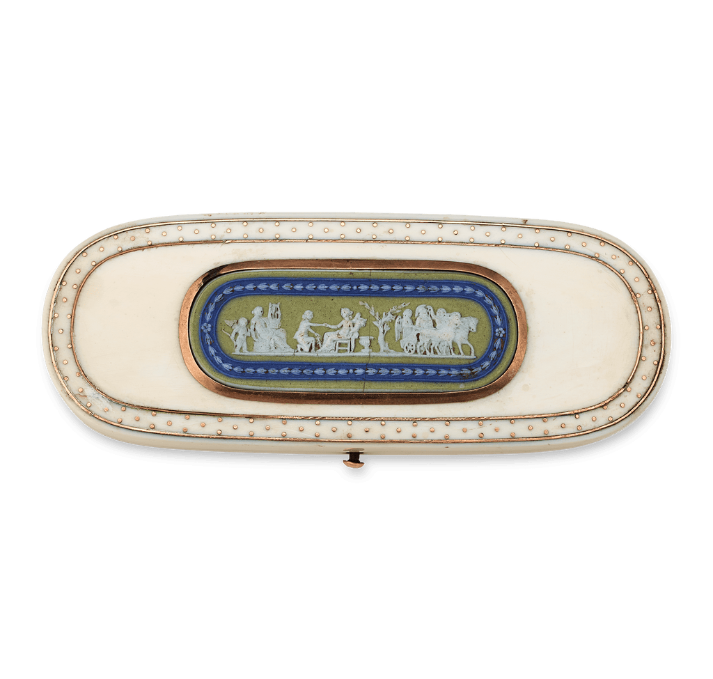 Bone Needle Box with Wedgwood Placard
