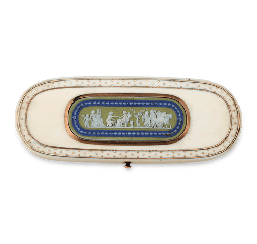 Bone Needle Box with Wedgwood Placard