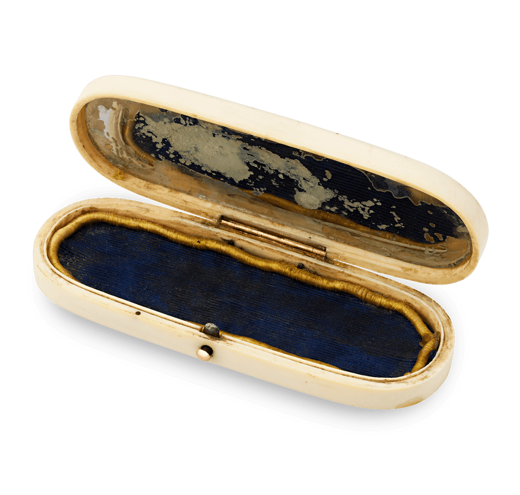 Bone Needle Box with Wedgwood Placard