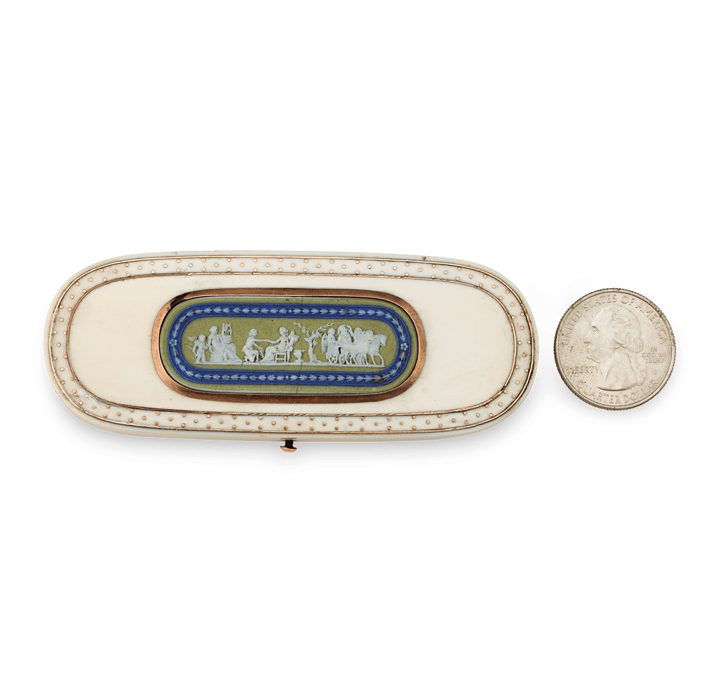 Bone Needle Box with Wedgwood Placard