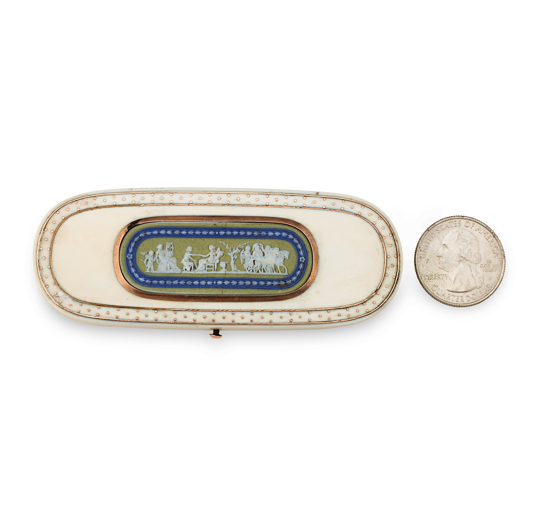 Bone Needle Box with Wedgwood Placard