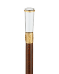 Wooden Cane with Glass Knob and Engraved Flowers
