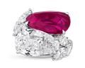 Burma Ruby and Golconda Diamond Bypass Ring