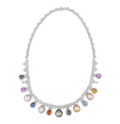 Rainbow Sapphire, Pearl and Diamond Necklace
