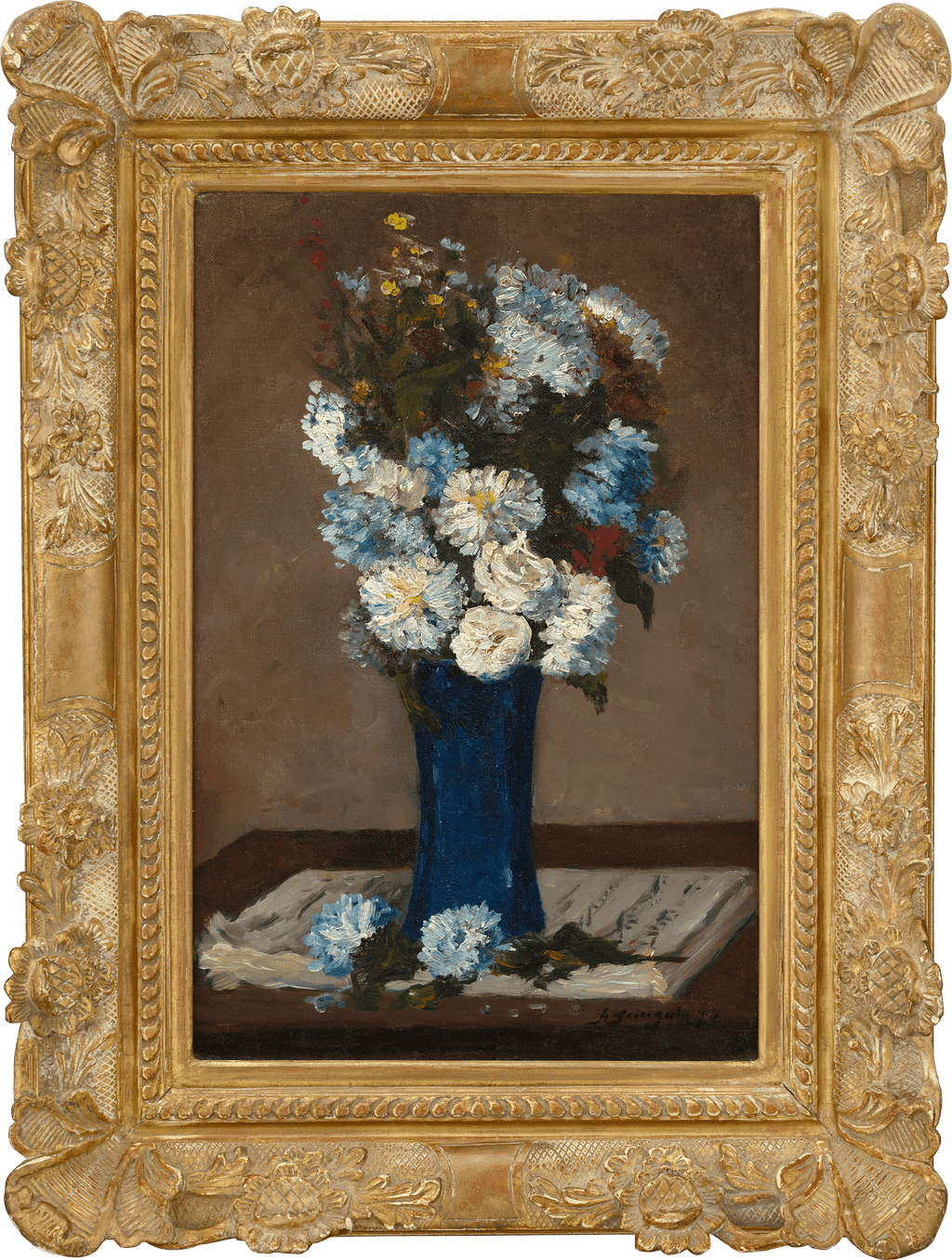 Fleurs dans un vase avec partition musicale by Paul Gauguin