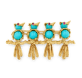 Turquoise and Ruby Bird Brooch