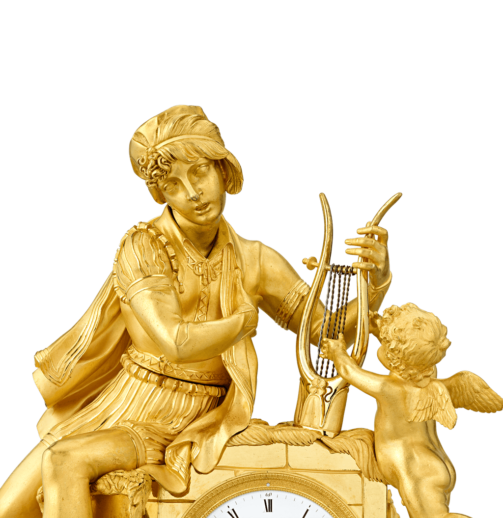 French Empire Troubadour Mantel Clock