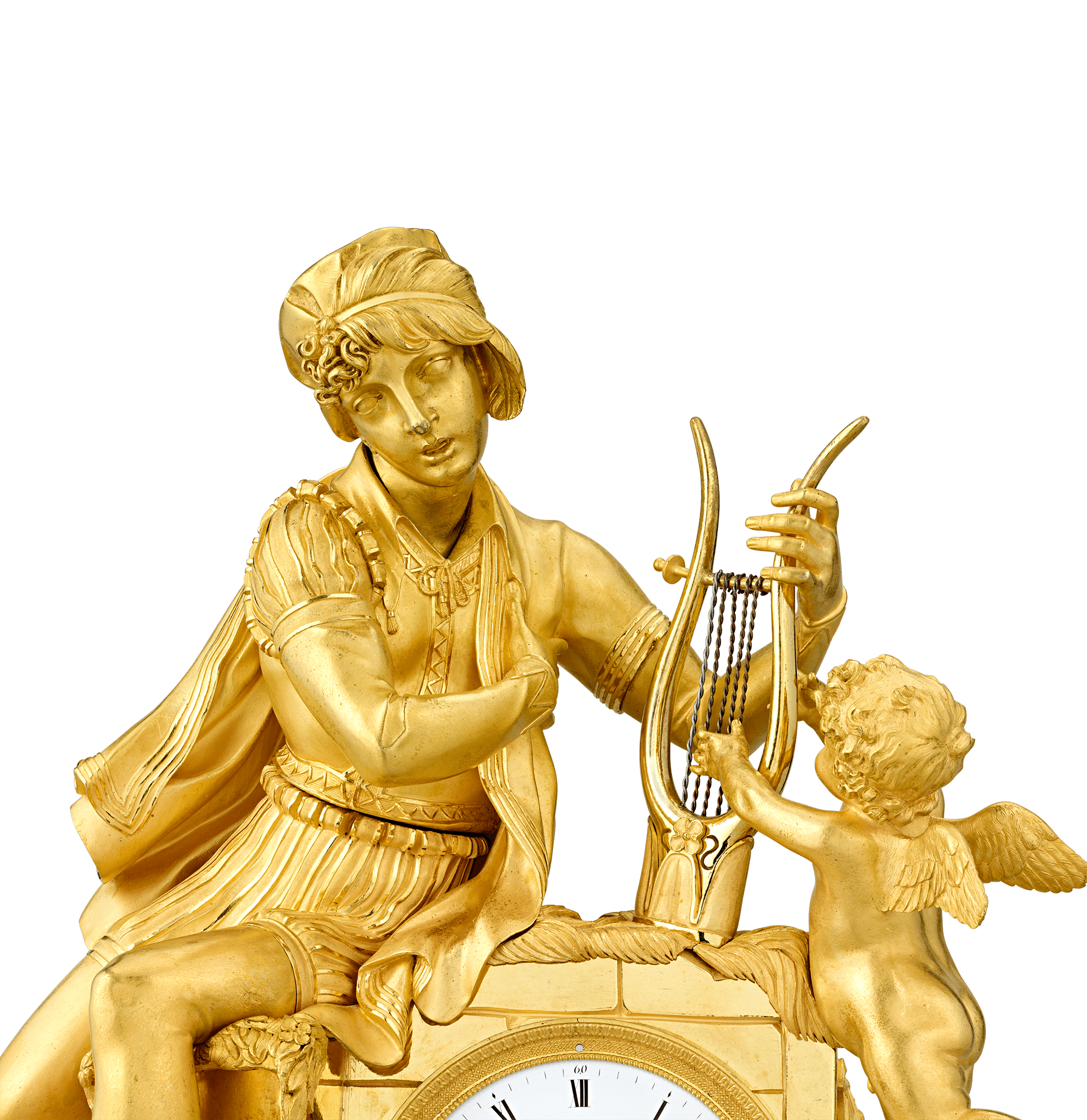 French Empire Troubadour Mantel Clock