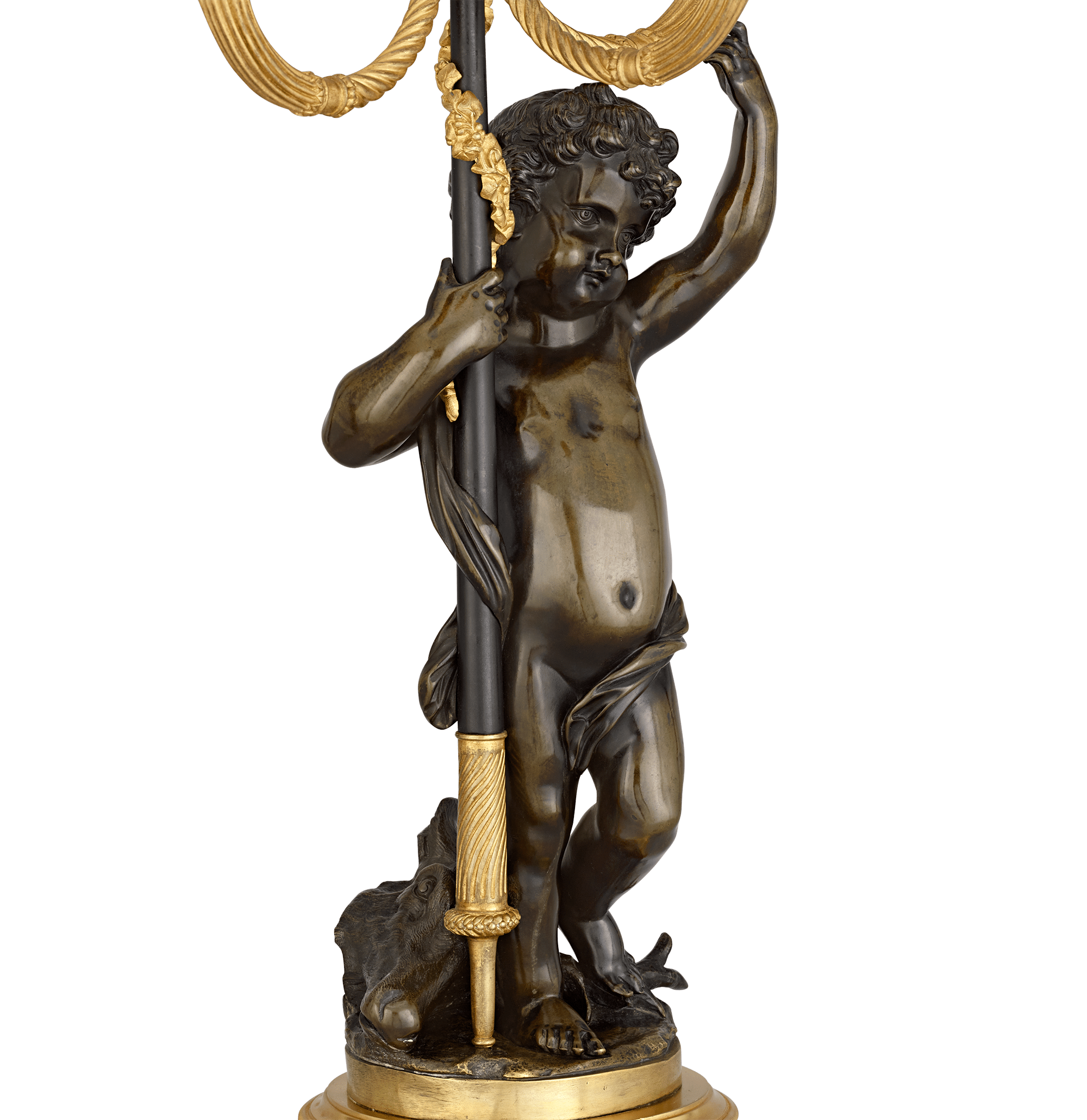 Louis XVI Bronze Ormolu Candelabra with Putti