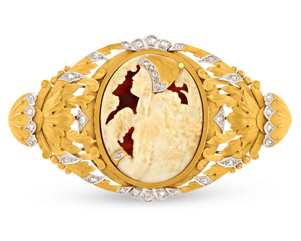 Art Nouveau Carved Cameo Brooch