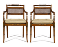 Pair of Edwardian Satinwood Cane Chairs