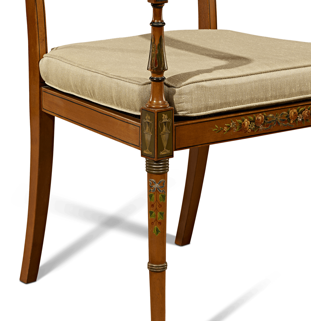 Pair of Edwardian Satinwood Cane Chairs