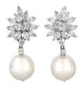 South Sea Pearl and Diamond Earrings, 15.5-16mm