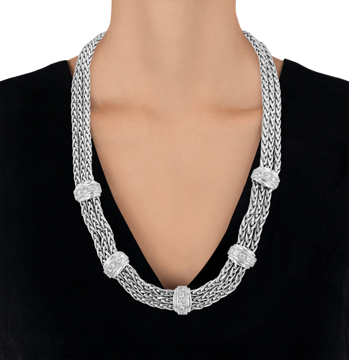 18K White Gold and Diamond Chain Necklace