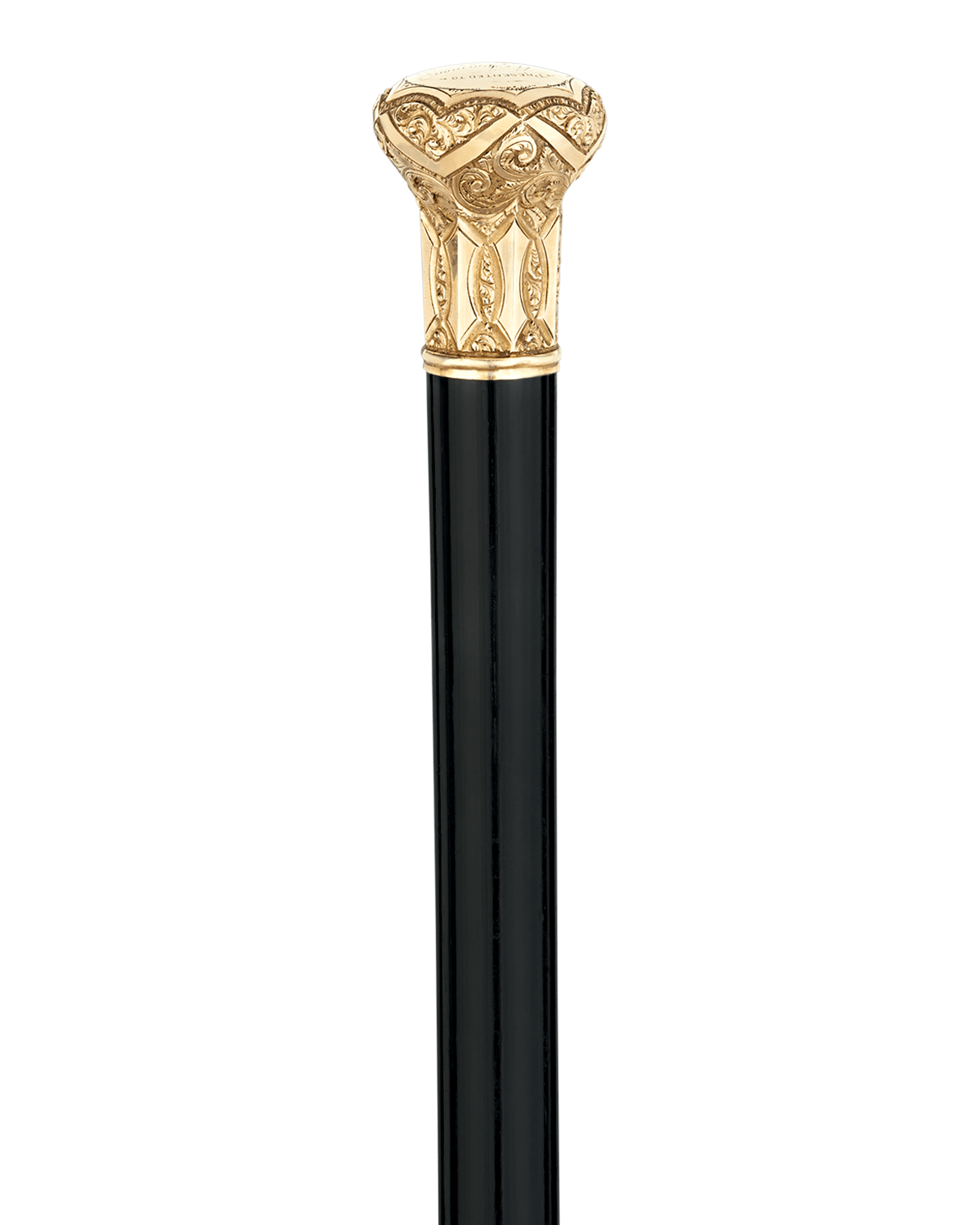 Ebonized Wood Gold Knob Presentation Cane