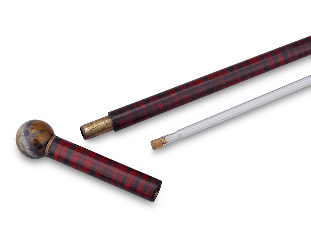 Ebonized Wood and Hardstone Toulouse-Lautrec Gadget Cane