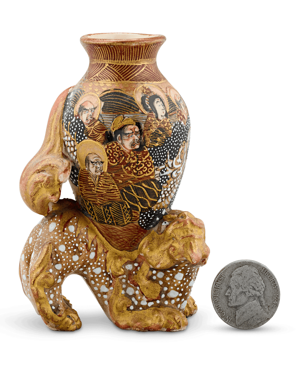 Foo Dog Carrying Decorative Vessel