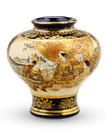 Blue Satsuma Vase with Tea Ceremony