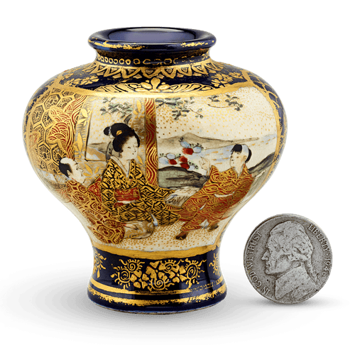 Blue Satsuma Vase with Tea Ceremony
