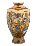 Square Form Satsuma Vase with Monks