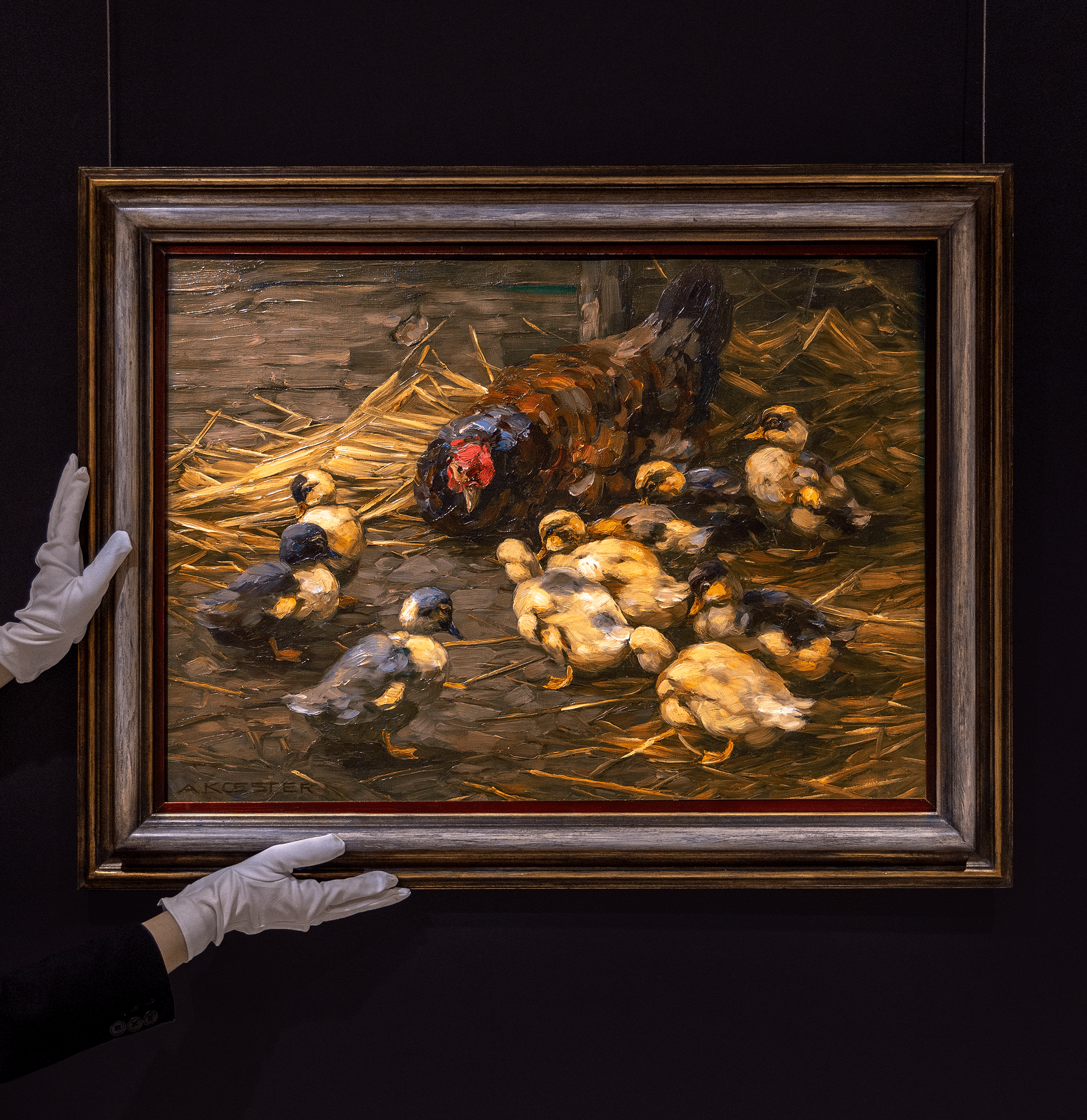 Ducklings and a Mother Hen by Alexander Koester