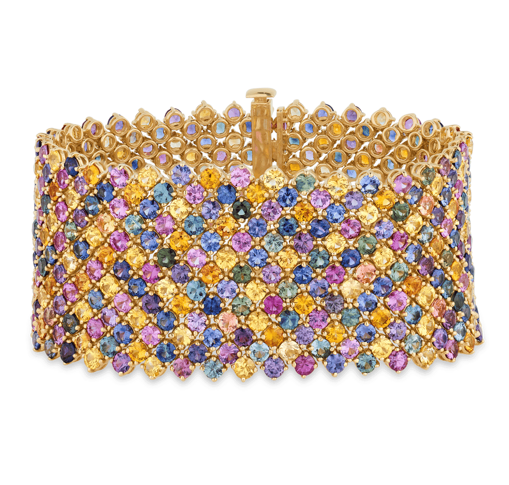 Multicolor Sapphire Mesh Bracelet, 65.53 Carats