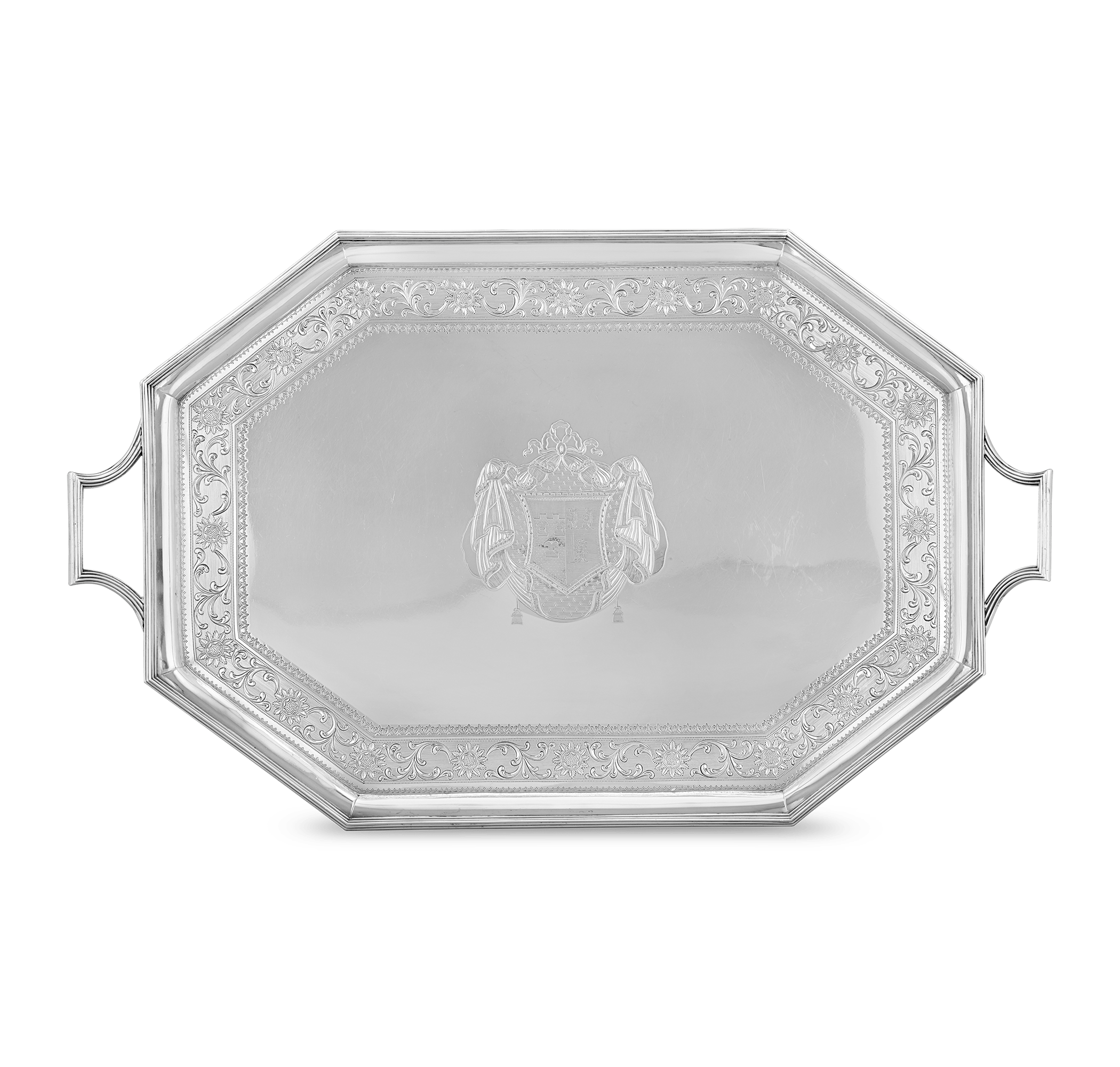 Georgian Silver  Octagonal Tray by Thomas Hannam and John Crouch