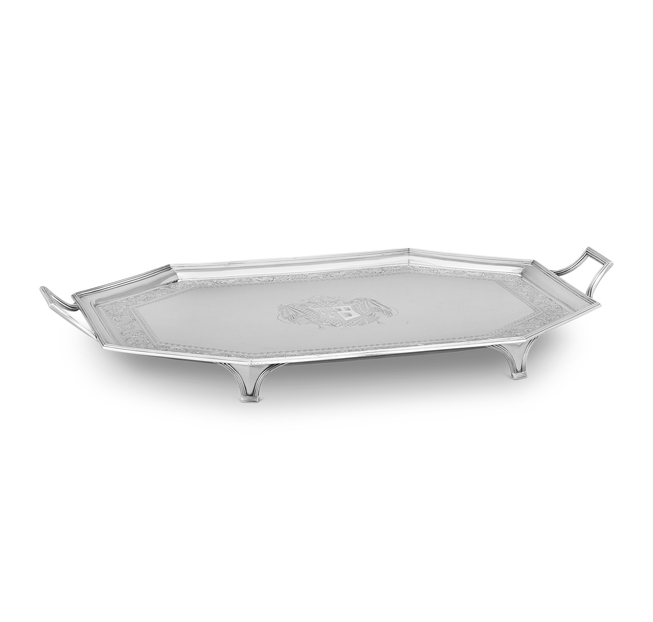 Georgian Silver  Octagonal Tray by Thomas Hannam and John Crouch