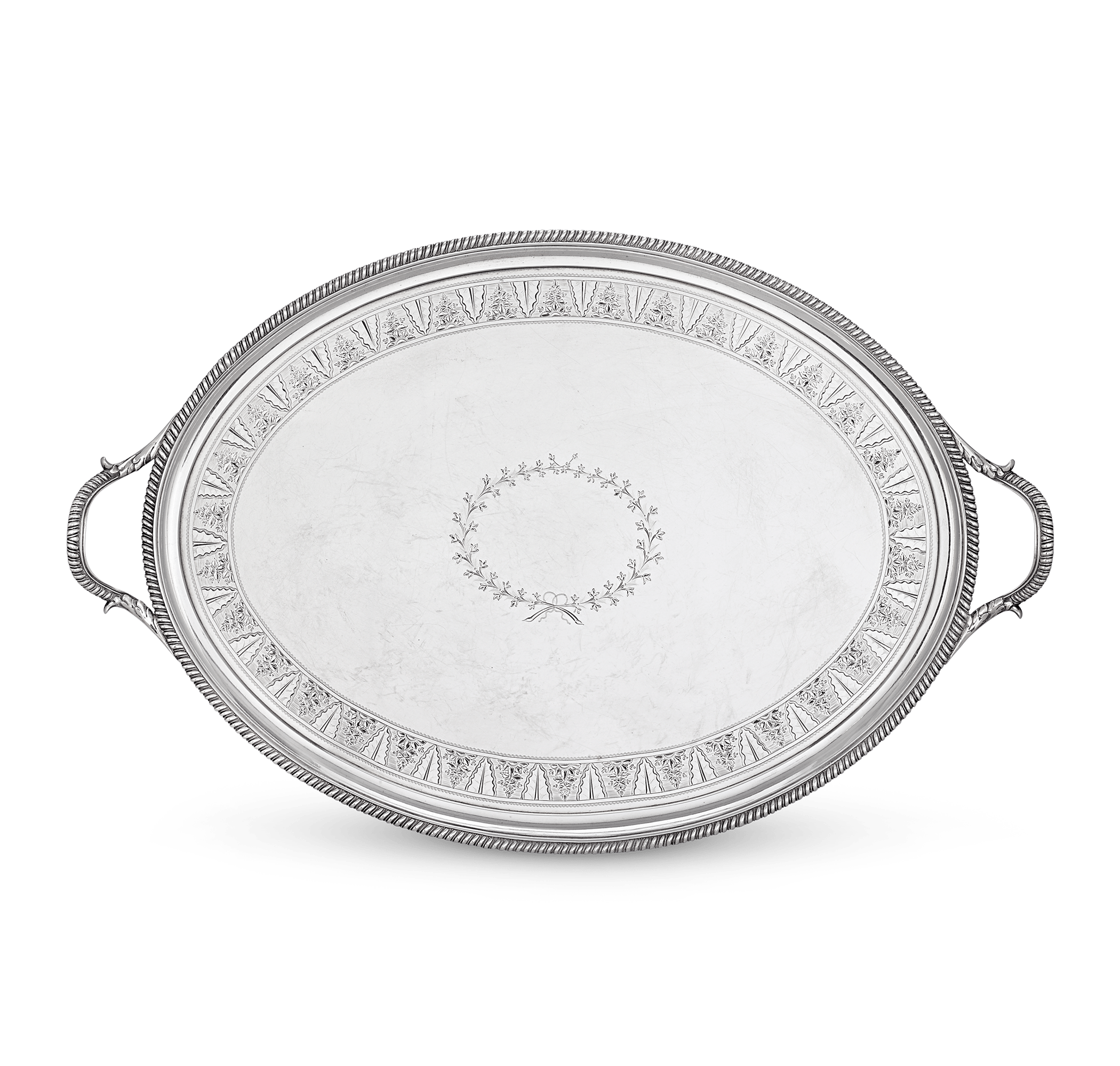 Georgian Silver Tray by Thomas Hannam and John Crouch II