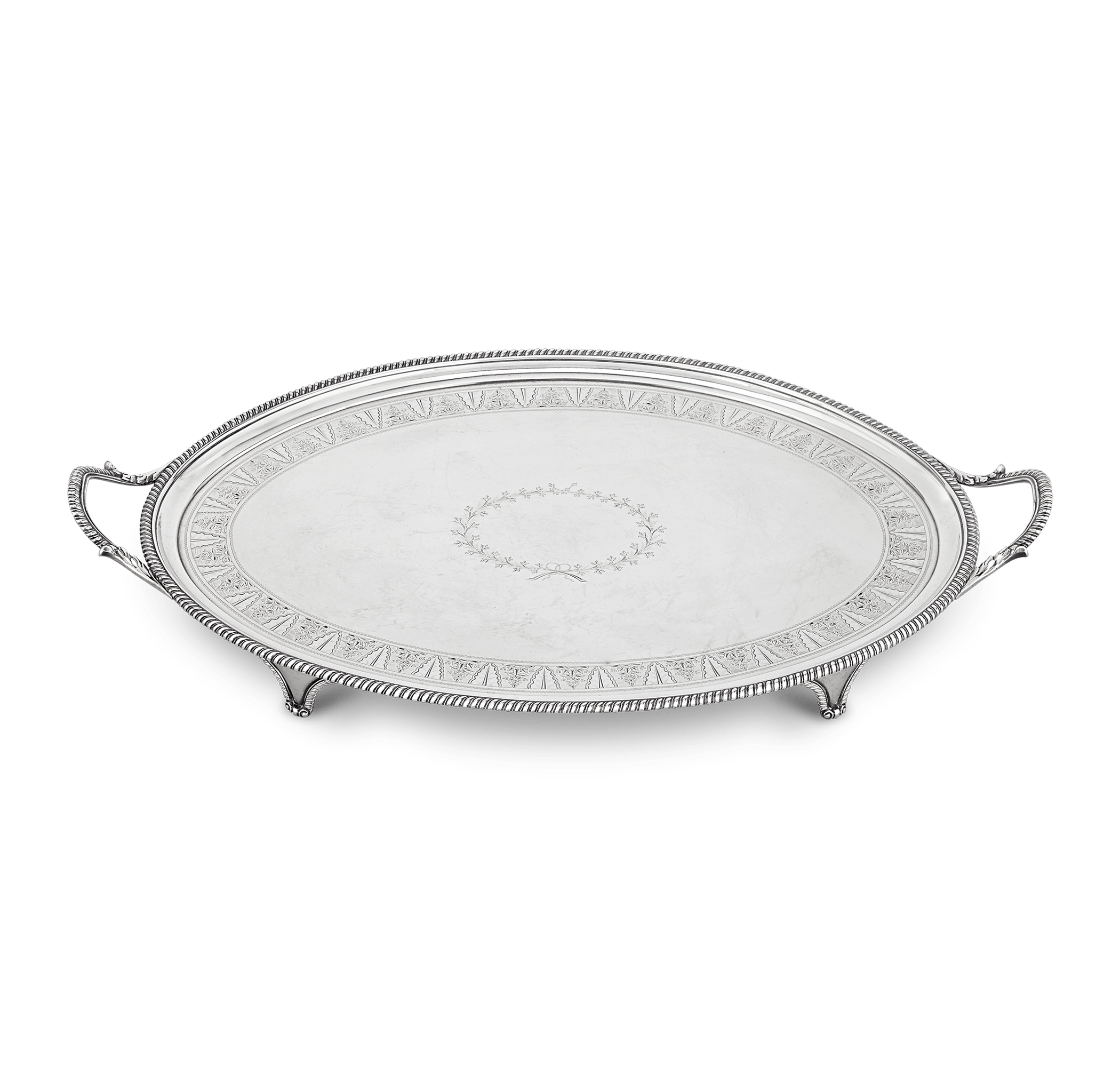 Georgian Silver Tray by Thomas Hannam and John Crouch II
