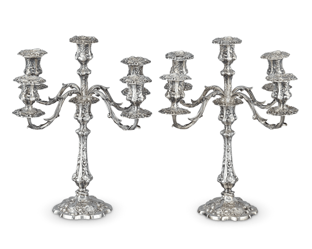 Pair of Victorian Silver Candelabra by Deykin & Harrison