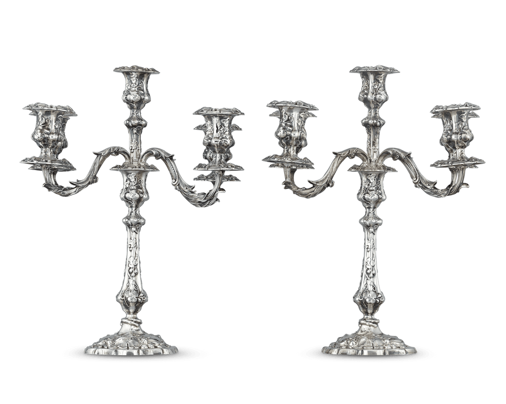 Pair of Victorian Silver Candelabra by Deykin & Harrison