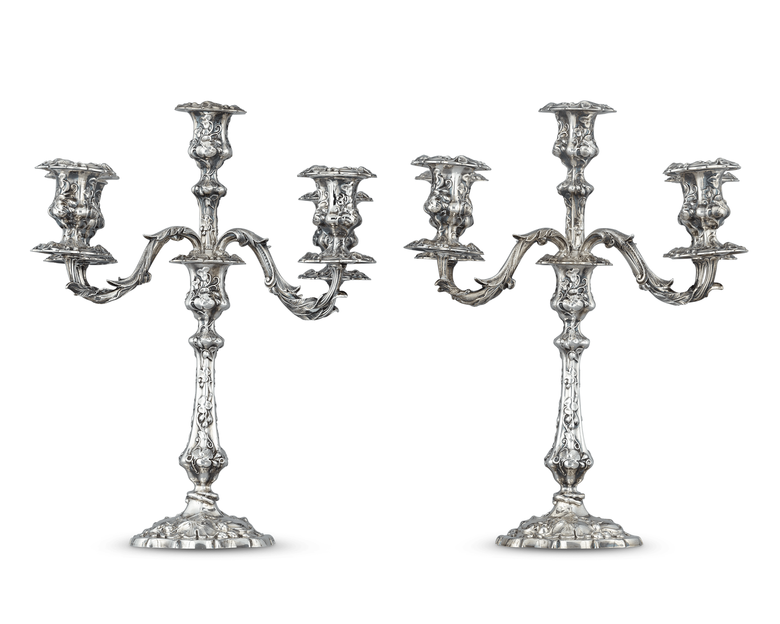 Pair of Victorian Silver Candelabra by Deykin & Harrison